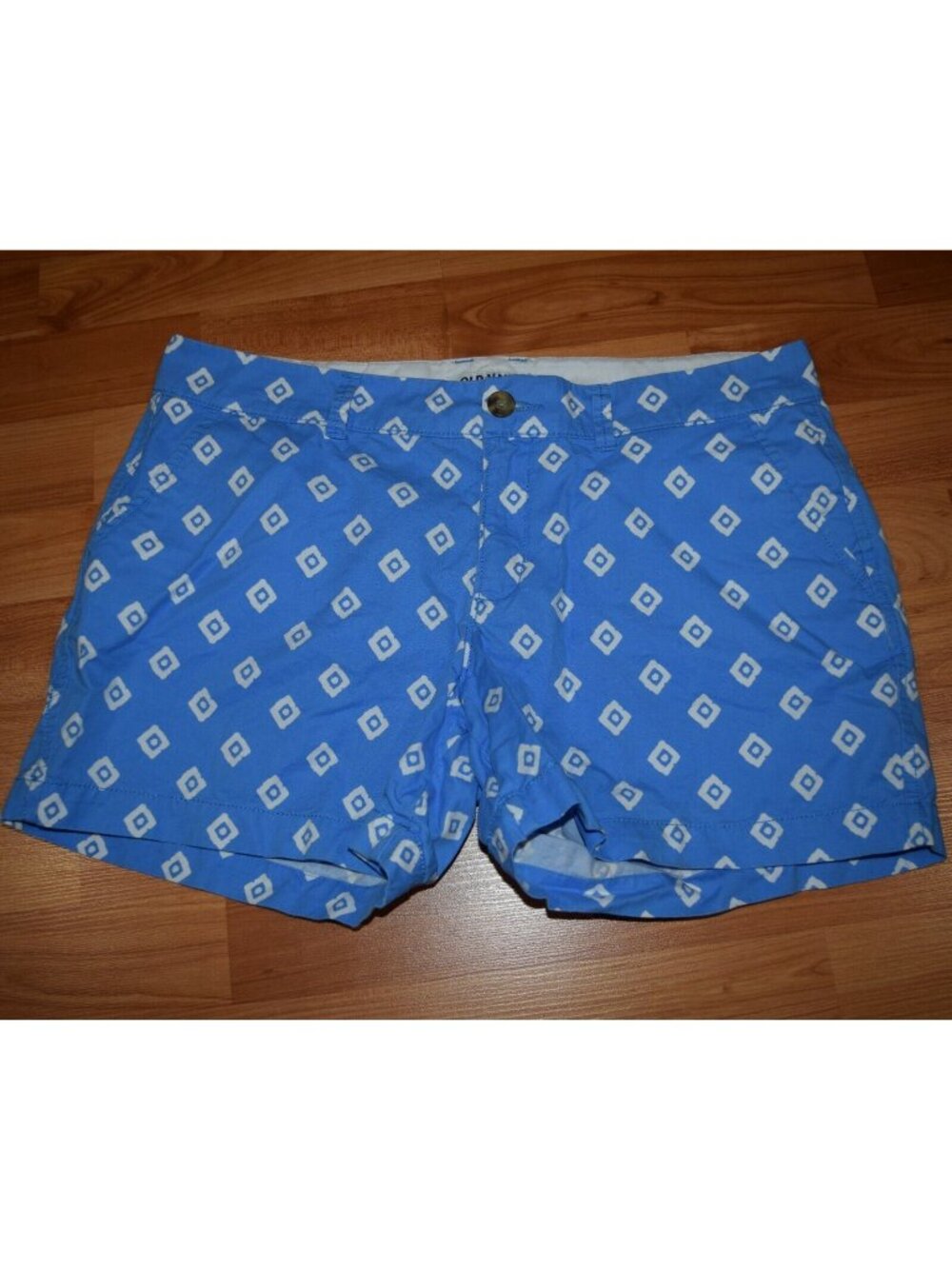 Old Navy Women's Sz 8 Chino Blue Patterned Twill Shorts